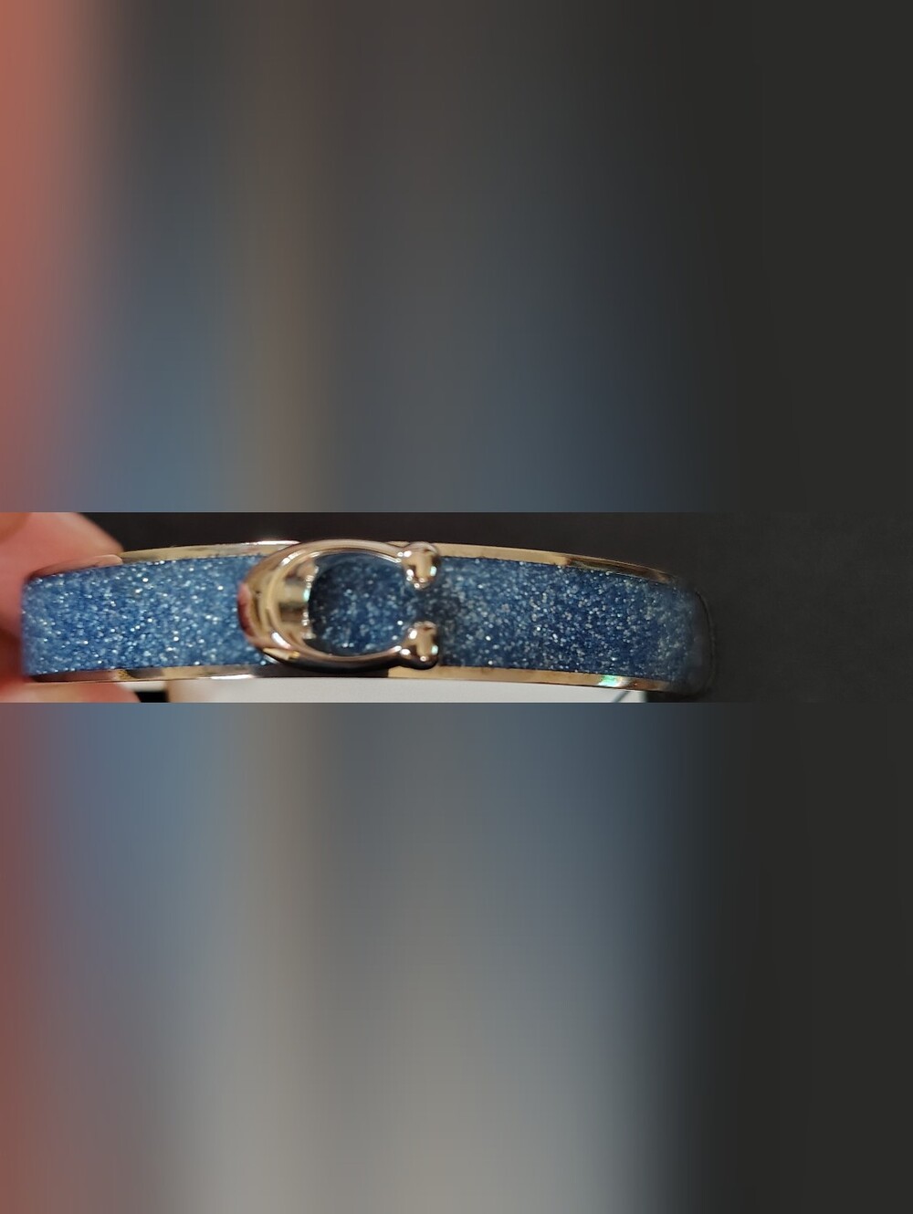Coach Blue Glitter Bangle Bracelet with Silver Accents